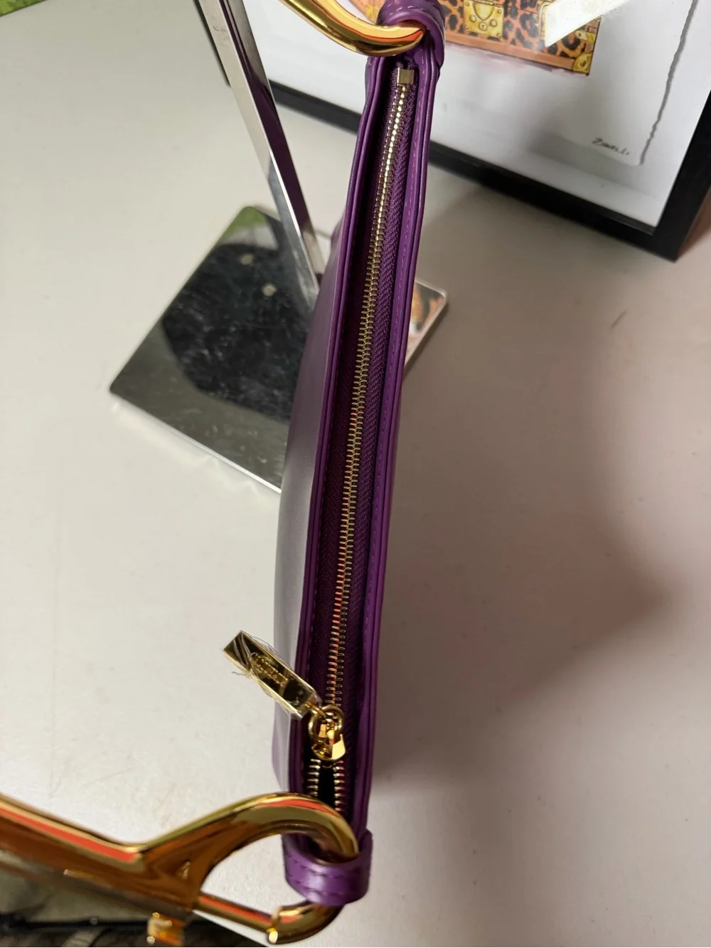 JACQUEMUS Le Bisou Mousqueton Purple Leather Shoulder Bag Authentic